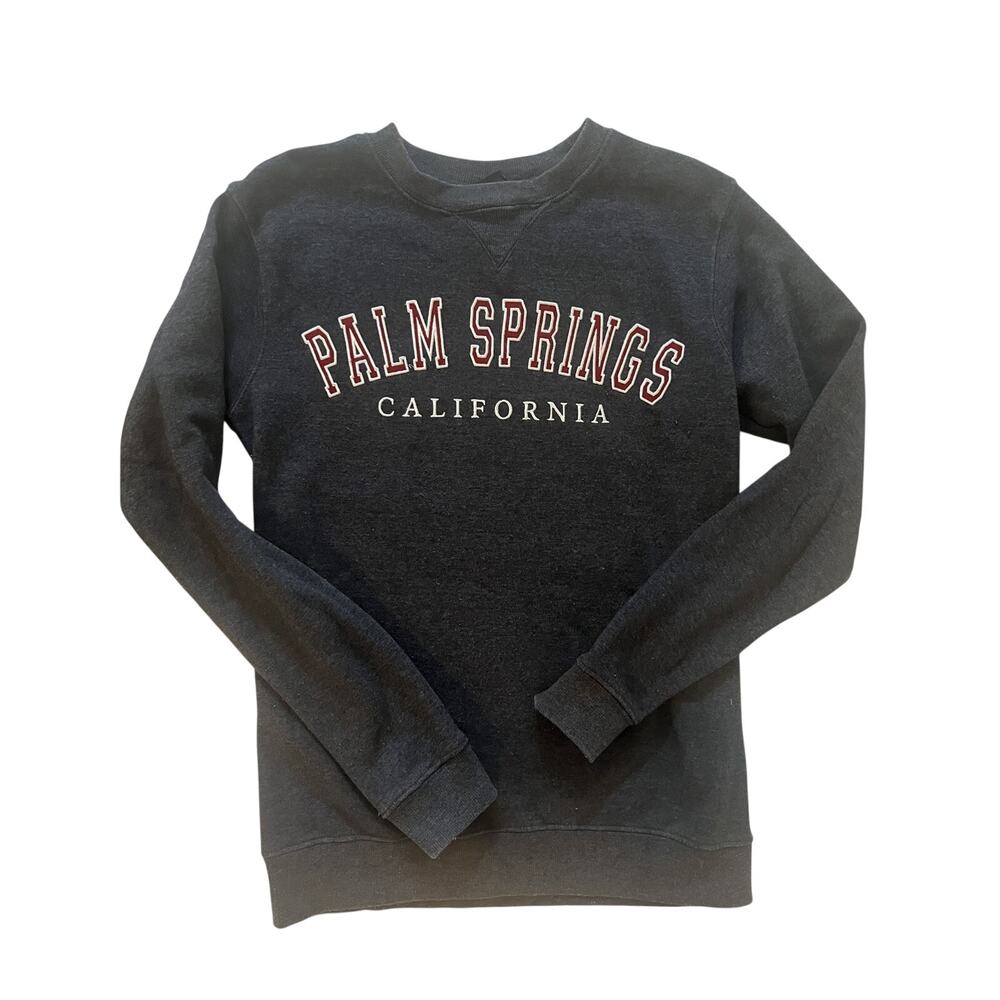 Palm Springs California Embroidered Sweatshirt Red/White/Gray - Ocean Beach Sz L
